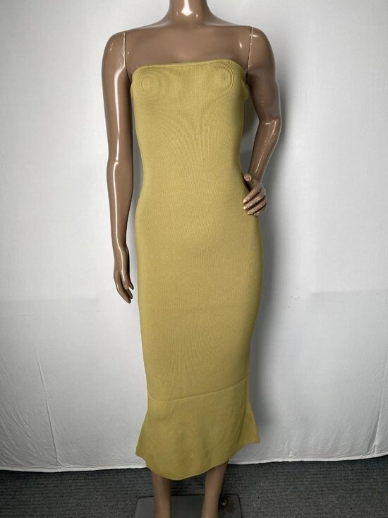 WeWoreWhat Women’s Strapless Ribbed Knit Midi Dress Size M Willow Green - Picture 1 of 10